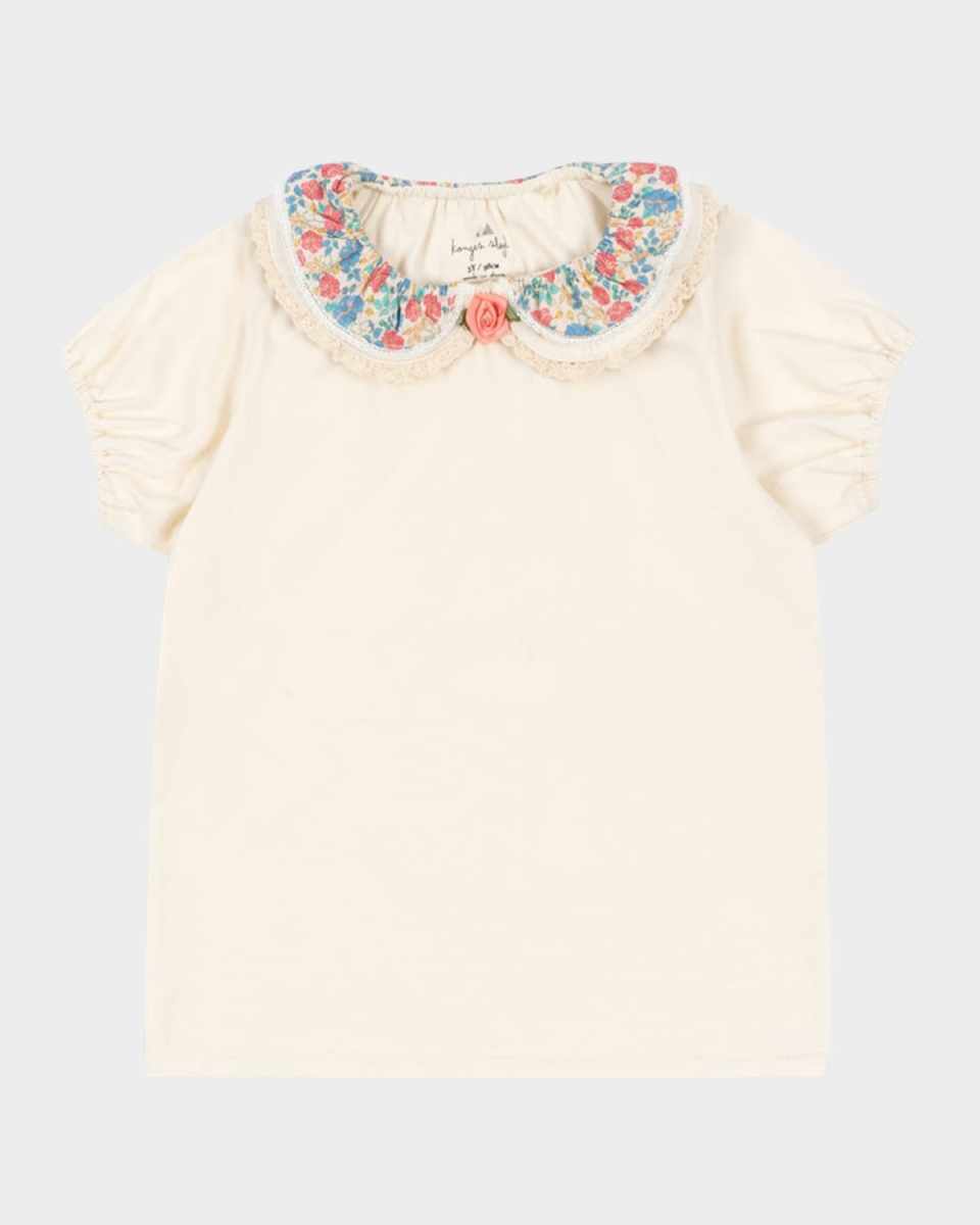 Girl's Pami T-Shirt W/ Floral Collar, Size 18M-10